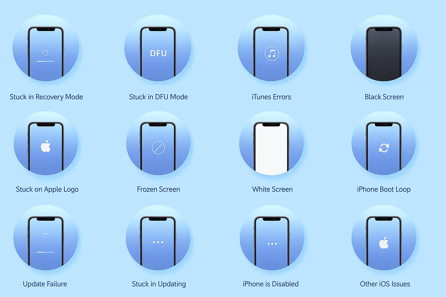 Onarım sürecini gösteren iPhone sistem onarım aracı ekran görüntüsü
